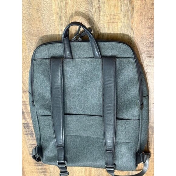 Tumi Sinclair Hanne Backpack Earl Grey Textured Canvas Leather Trim Brown Zipper - Picture 4 of 16